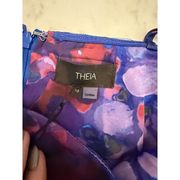 NWT Theia Dorian Strapless Floral Print Organza Gown Size 10 $945 [jb] - Picture 6 of 15